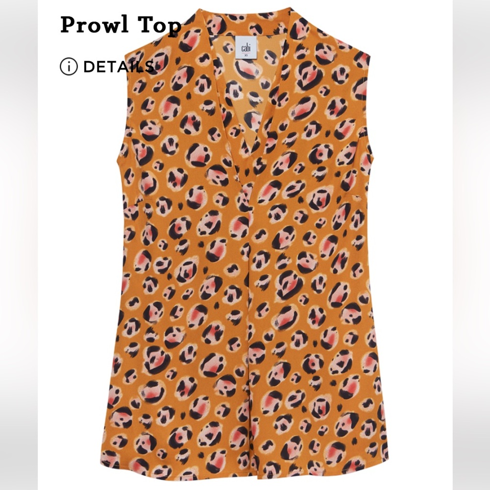 Prowl Top CAbi #3792 Animal Print Sleeveless Blouse Size medium